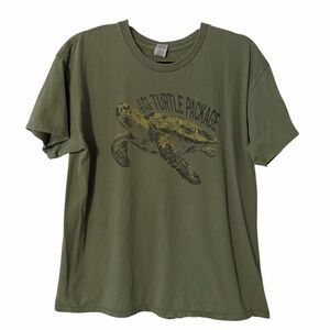 Gildan Green Sea Turtle Beach Nature Graphic T-Shirt Women’s Size Large